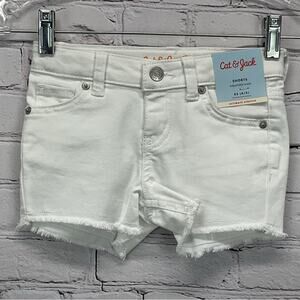Cat & Jack Shorts Girls Sz XS (4/5) White Cutoffs Denim Raw Hem Adjustable Waist
